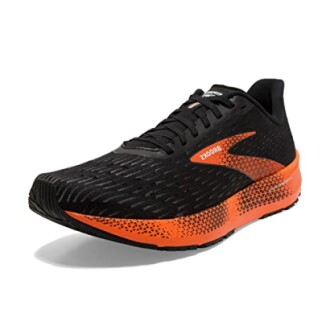 Black and orange running shoe