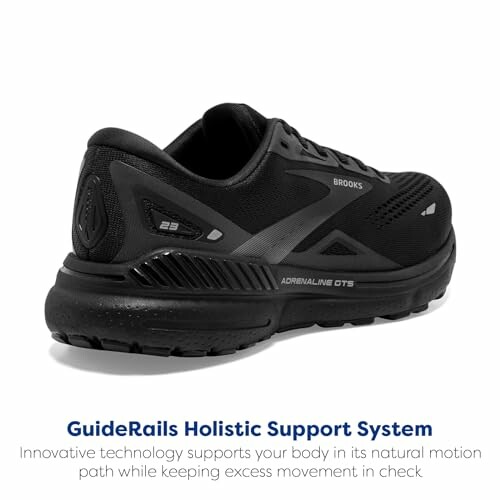 Black running shoe with GuideRails support system