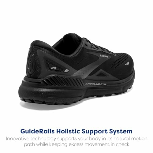 Black running shoe with GuideRails support system