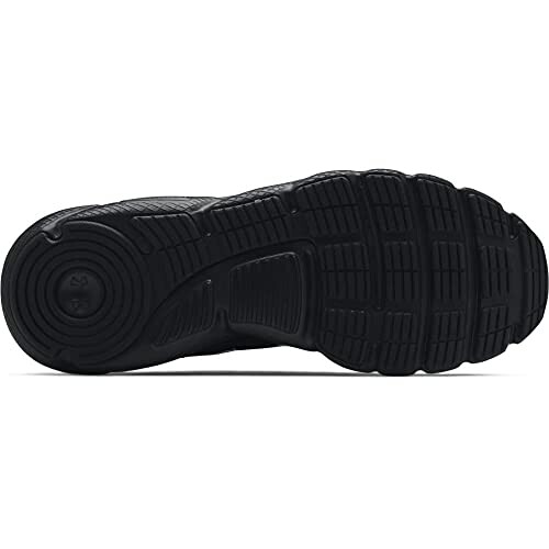 Black shoe sole with textured tread pattern for exceptional grip and durability.