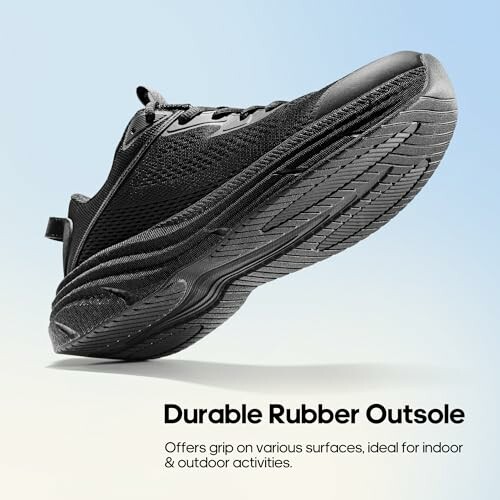 Black sneaker with durable rubber outsole.