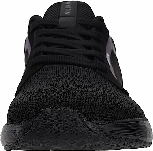 Front view of a black sneaker