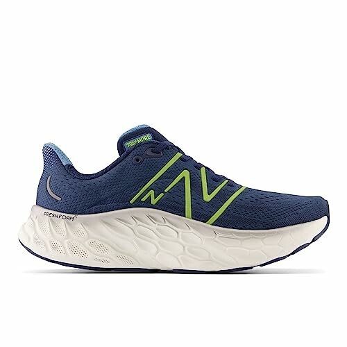 Blue running shoe with white sole