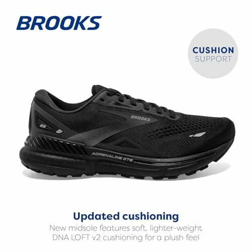 Brooks Adrenaline GTS 23 black running shoe with updated cushioning