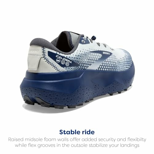 Blue Brooks running shoe with stable ride feature.