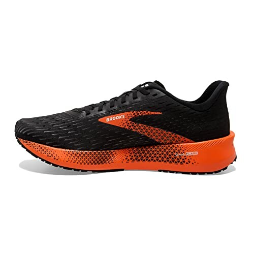 Black and orange Brooks running shoe side view