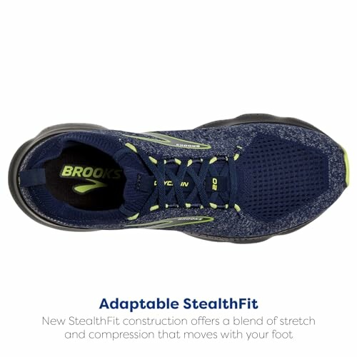 Top view of a Brooks running shoe with StealthFit construction.