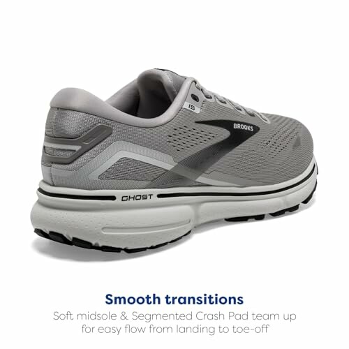 Gray Brooks running shoe with smooth transitions technology.