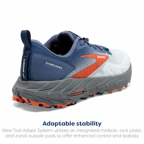 Brooks Cascadia trail running shoe with adaptive stability features.