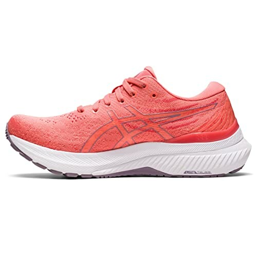 Coral running shoe with white sole