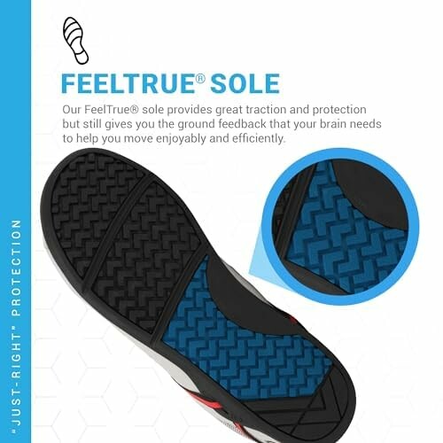 FeelTrue sole with traction and ground feedback features.