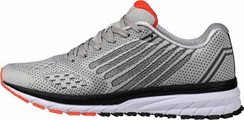 Gray running shoe with orange accents