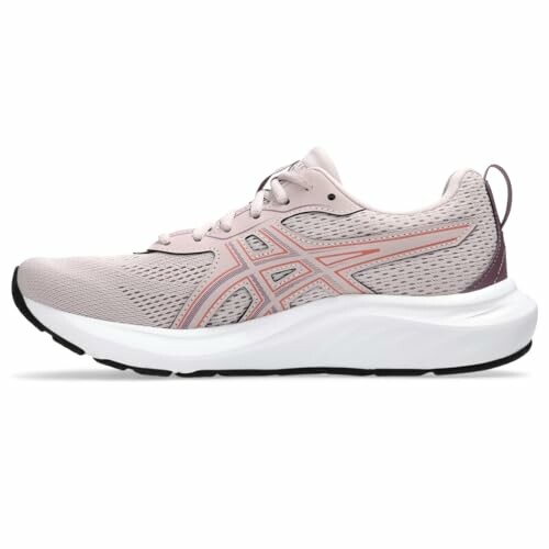 Light pink running shoe with white sole.