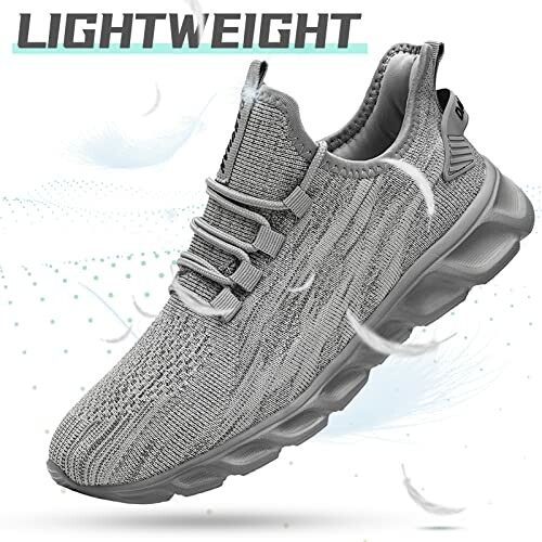 Gray lightweight sneakers with textured design.