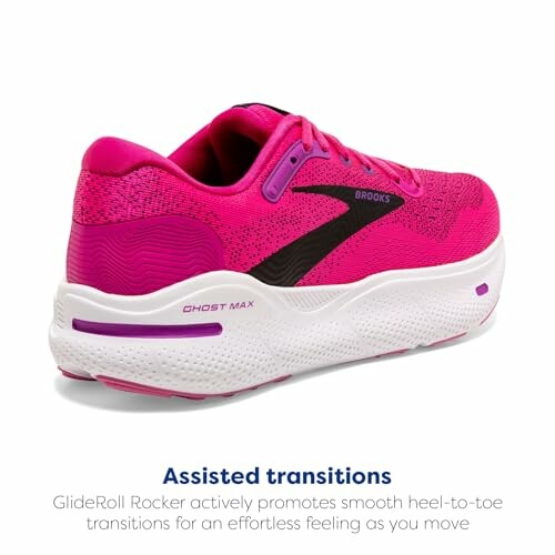 Pink Brooks running shoe with white sole.