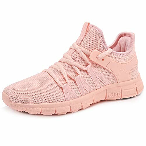 Pink athletic sneaker with mesh design and laces