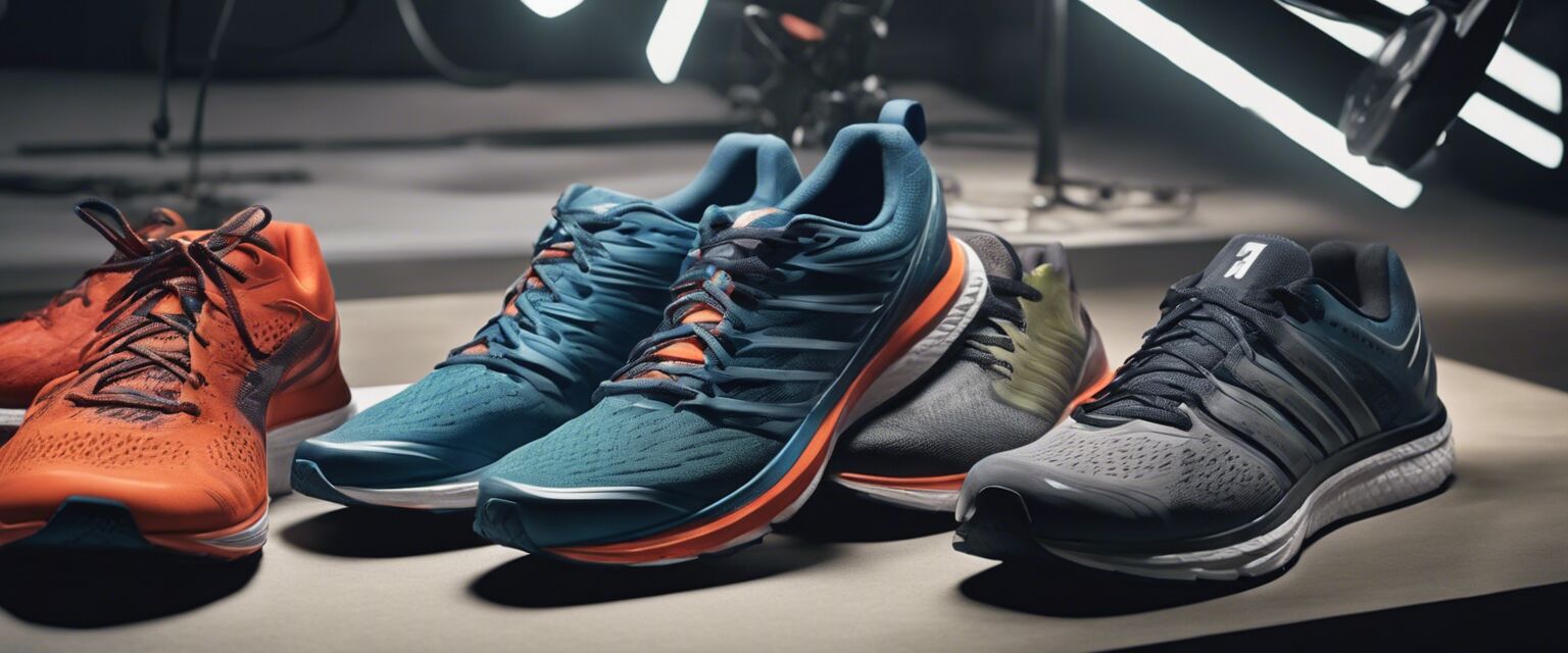 Various running shoes on display