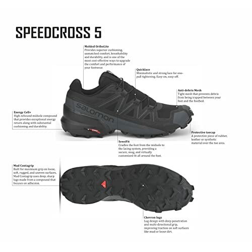 Salomon Speedcross 5 shoe features and description.