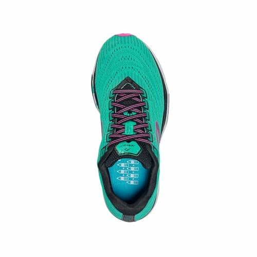 Top view of the Newtown Kismet 10 stability running shoe for women with pink laces